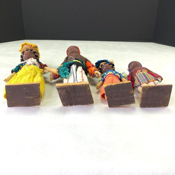 Vintage Folk Art Cloth and Wood Doll Family - Picture 6 of 9